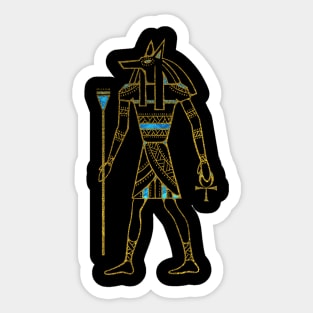 Anubis Egyptian  Gold and blue stained glass Sticker